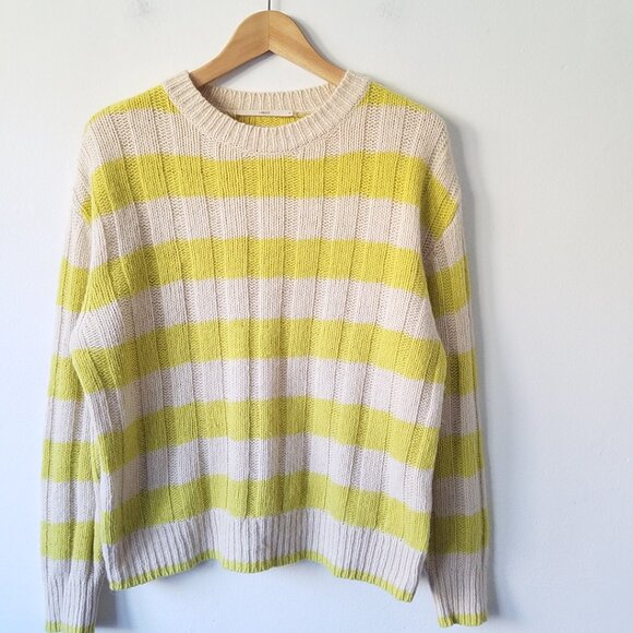 Lanius Wool Alpaca Blend Crew Neck Striped Relaxed Pull Over Sweater Size 36 - Picture 3 of 13